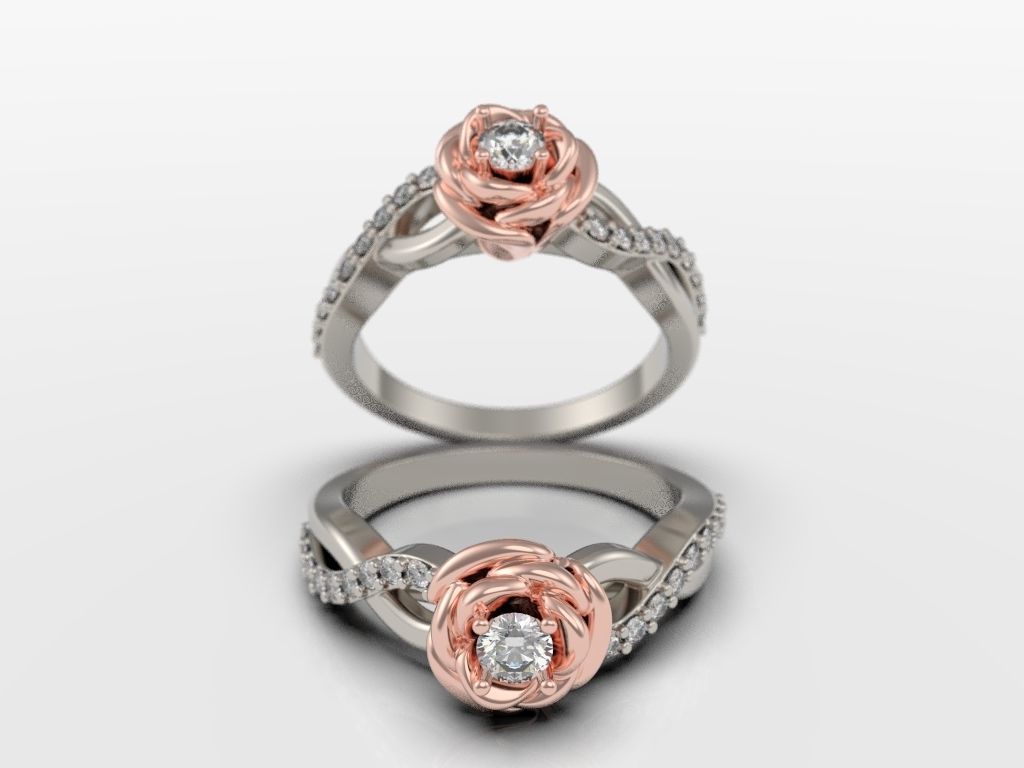 Engagement ring  Rose 3D print model_10