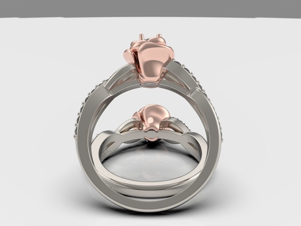 Engagement ring  Rose 3D print model_11