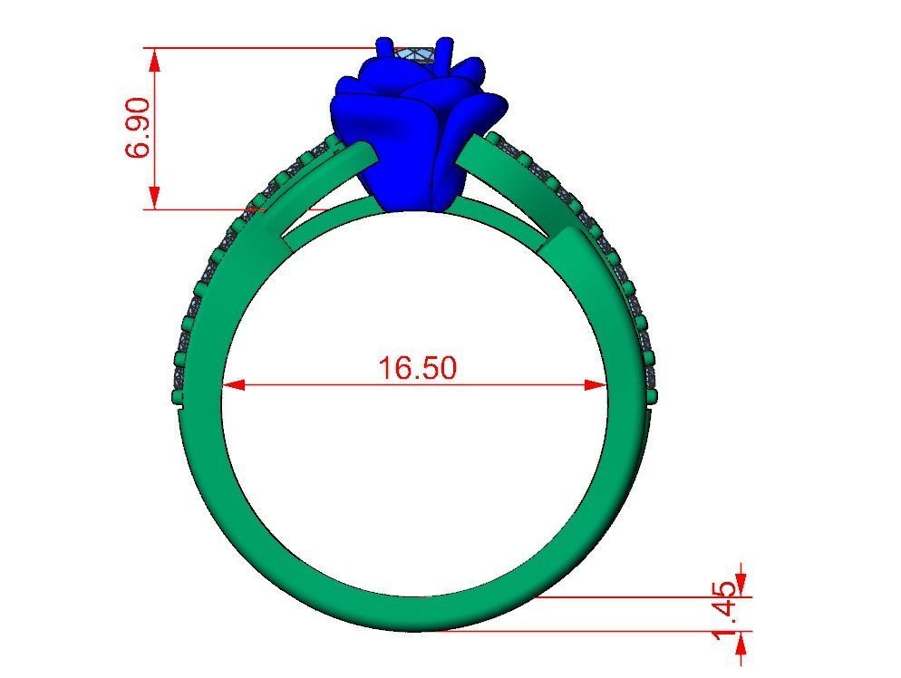 Engagement ring  Rose 3D print model_18