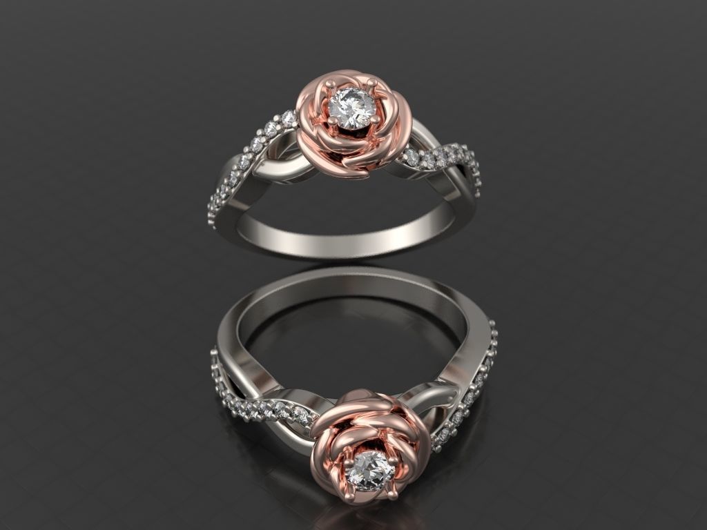 Engagement ring  Rose 3D print model_14
