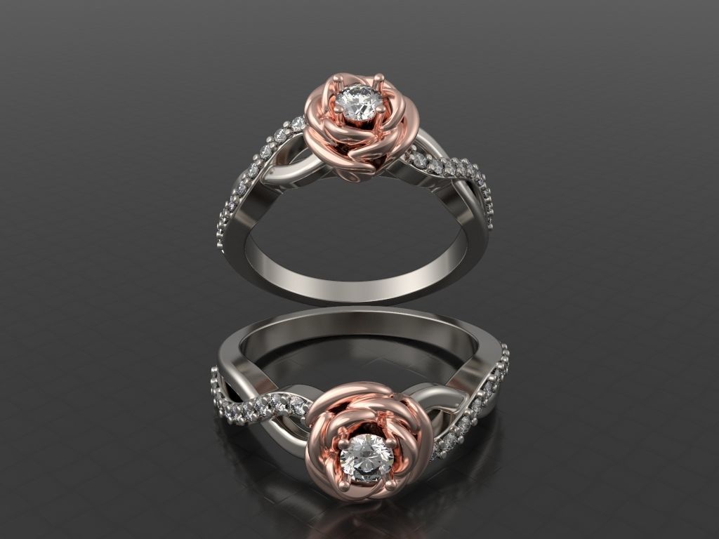 Engagement ring  Rose 3D print model_13