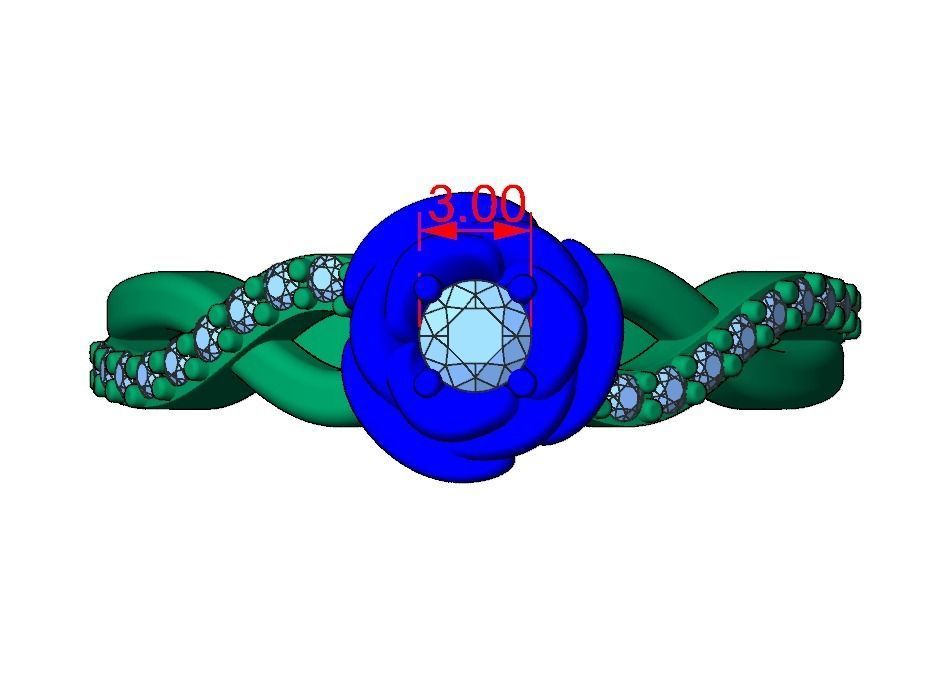 Engagement ring  Rose 3D print model_20