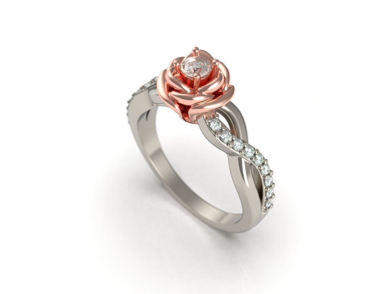 Engagement ring  Rose 3D print model_3