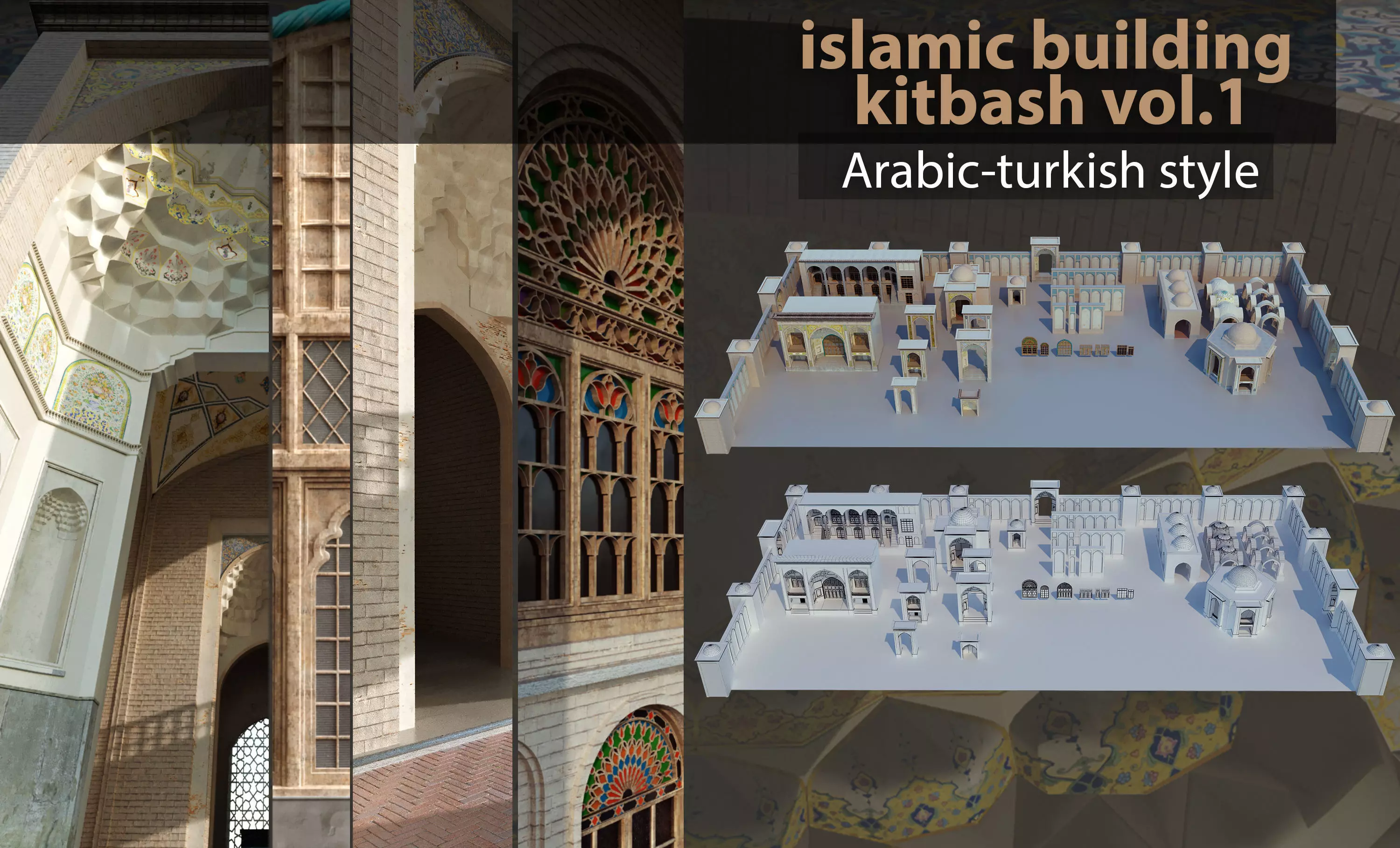islamic arabic turkish building kitbash vol 1 Low-poly 3D model_0