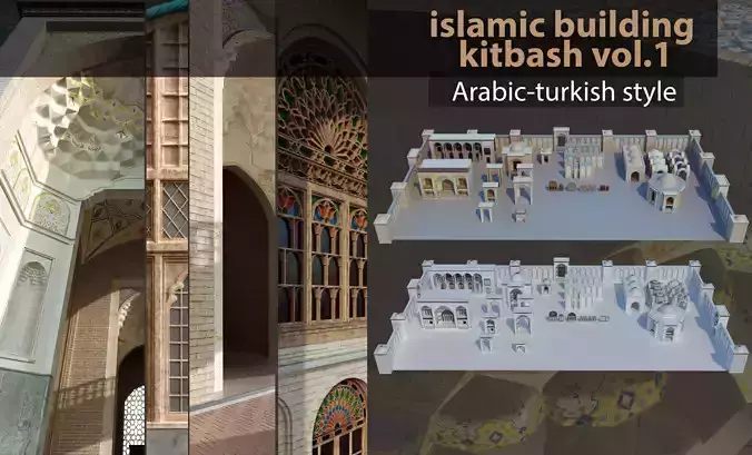 islamic arabic turkish building kitbash vol 1 Low-poly 3D model