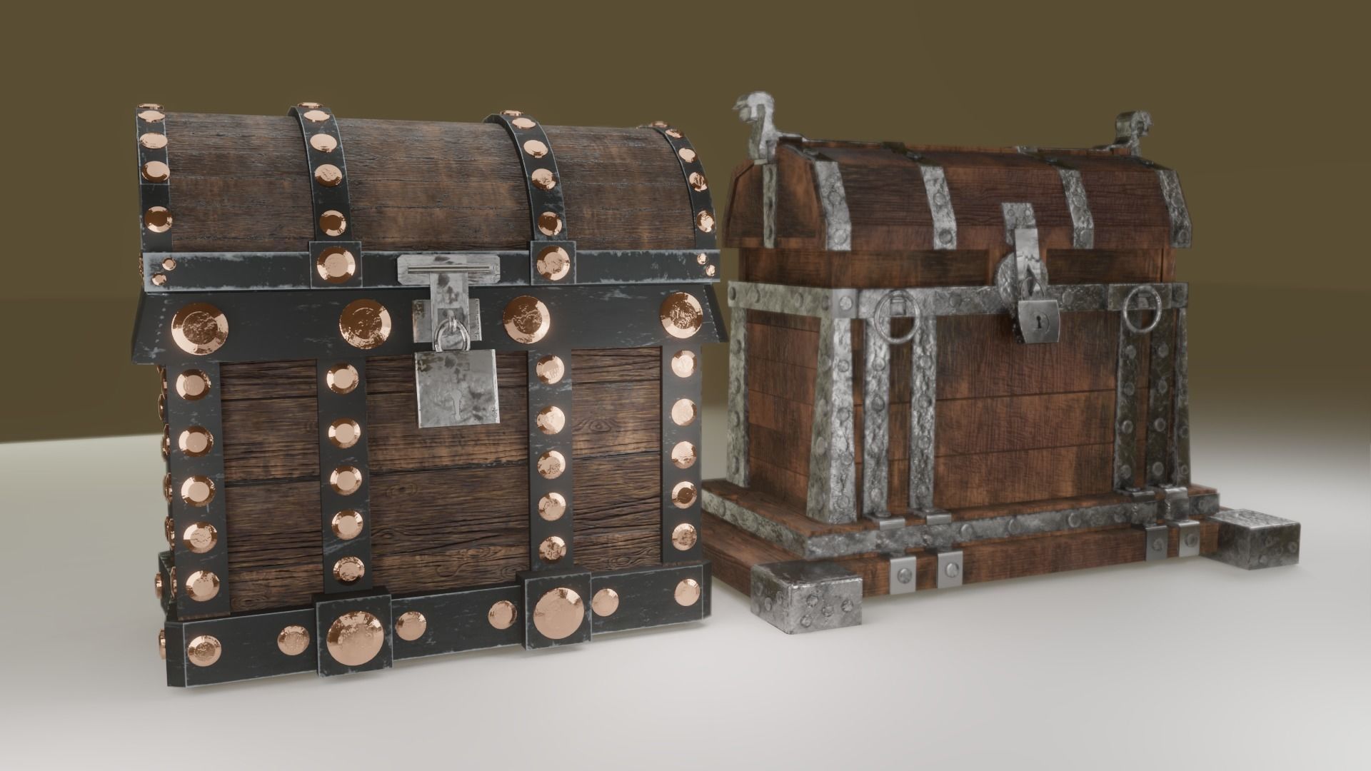 Treasure chest Game ready assest Low-poly 3D model_3