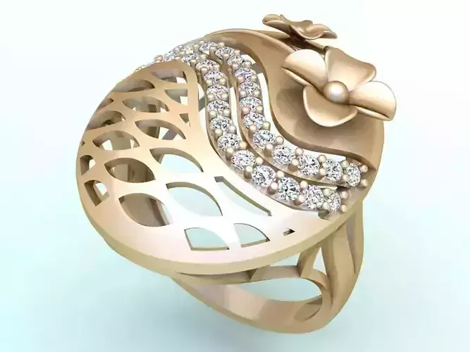  Mesh flower ring - Italian rings - Womens Rings - N6344 3D print model