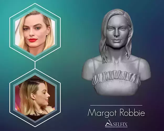 Margot Robbie portrait sculpture 3D print model