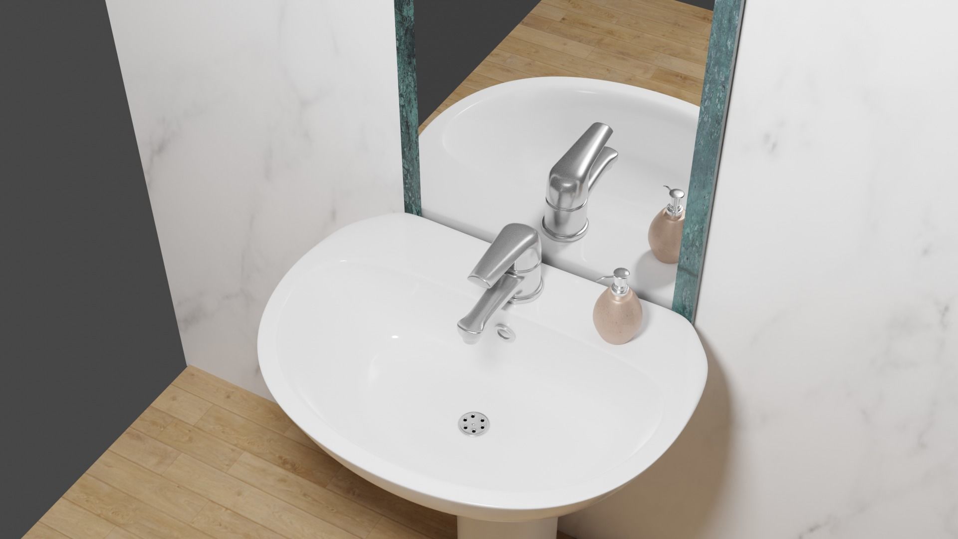 WashBasin and Mirror Low-poly 3D model_6