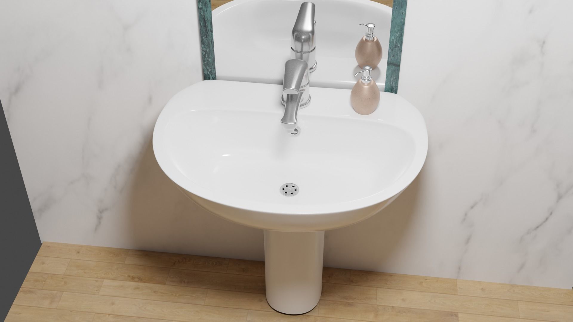 WashBasin and Mirror Low-poly 3D model_2