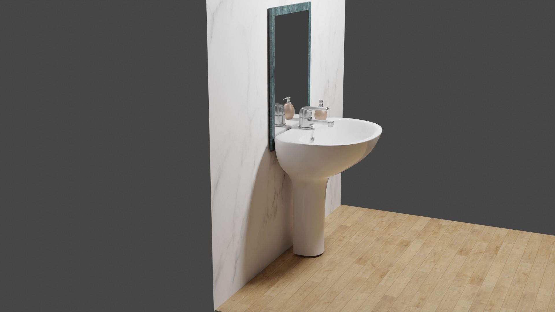 WashBasin and Mirror Low-poly 3D model_5