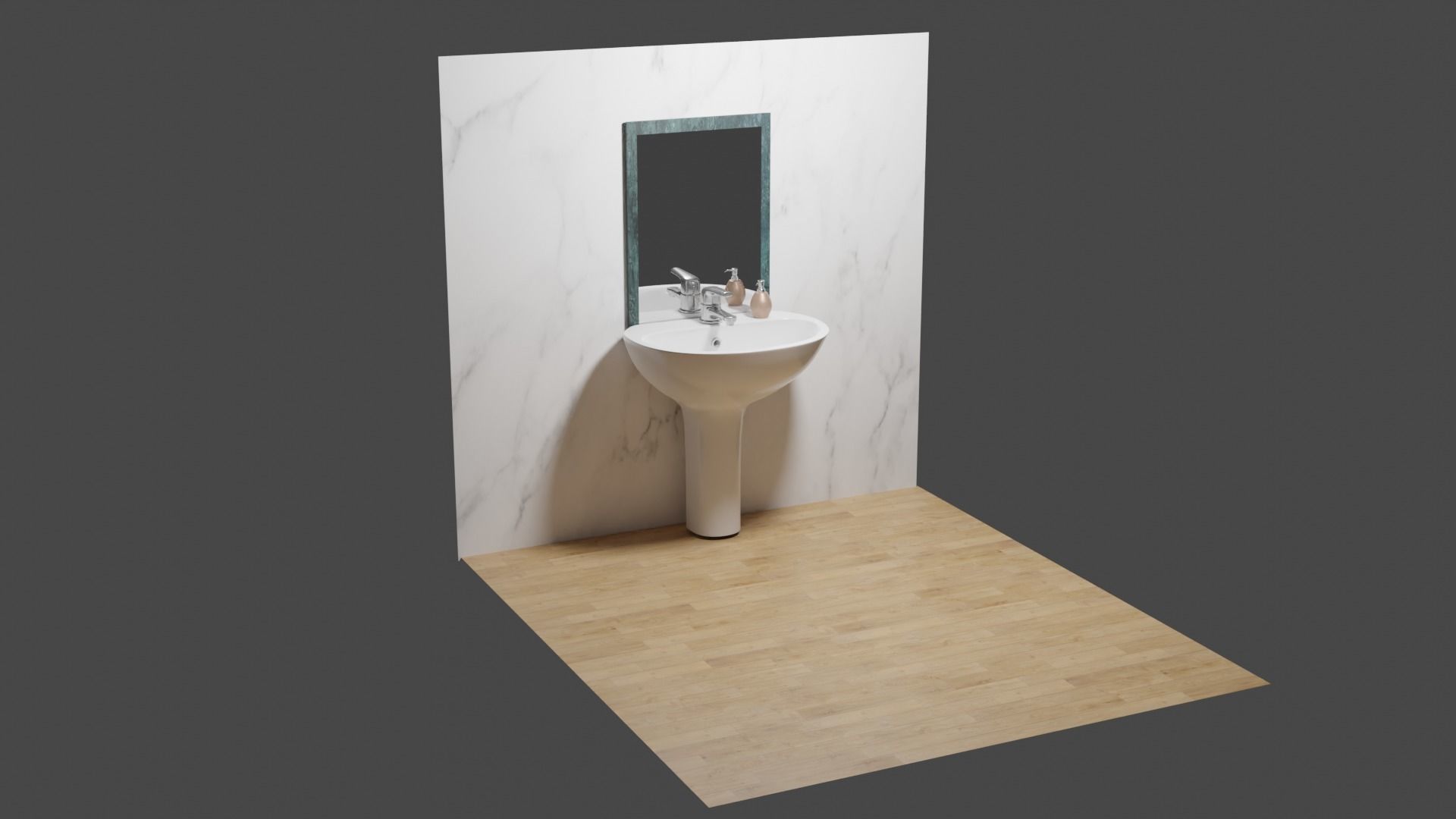 WashBasin and Mirror Low-poly 3D model_7