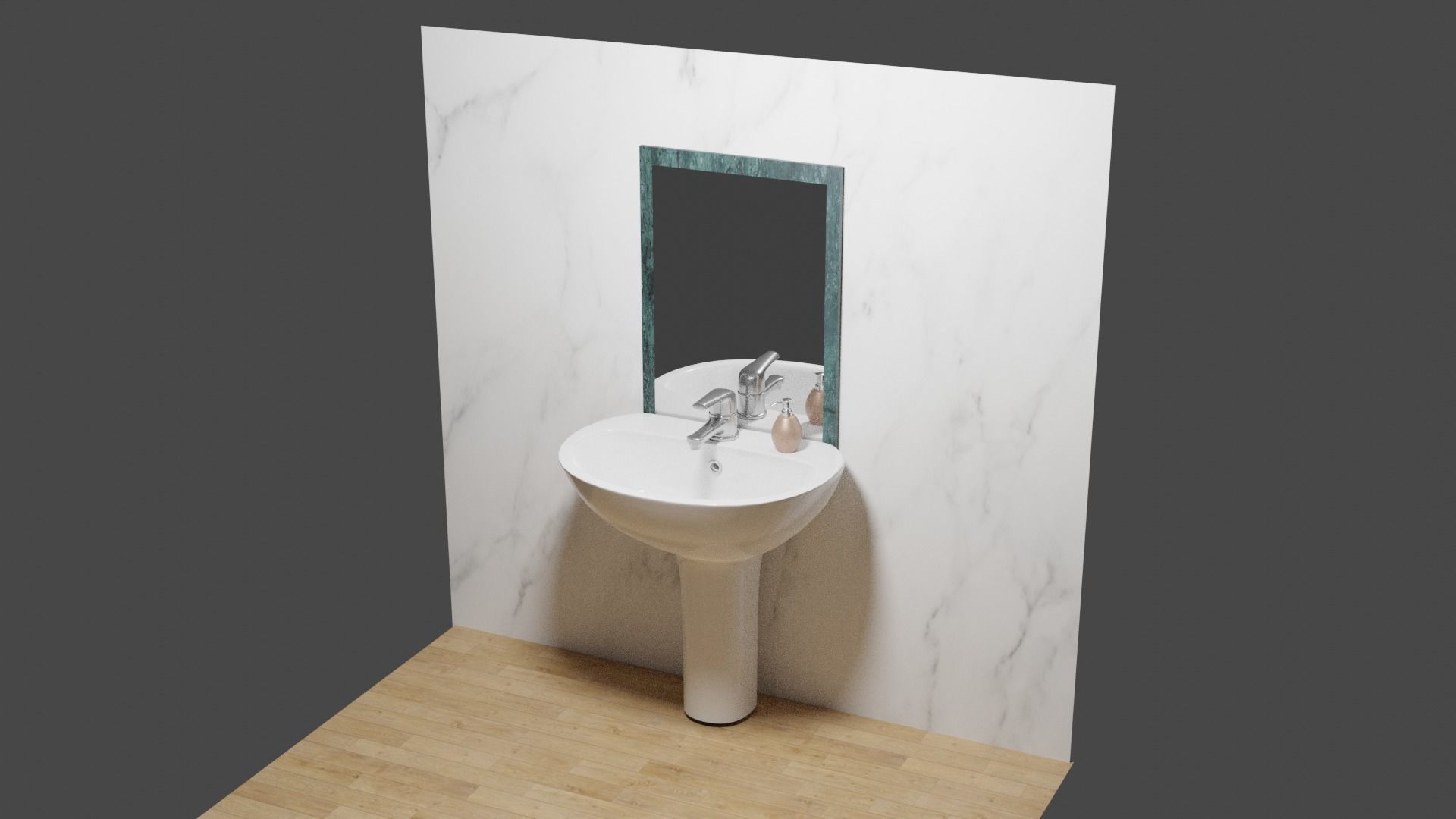WashBasin and Mirror Low-poly 3D model_3