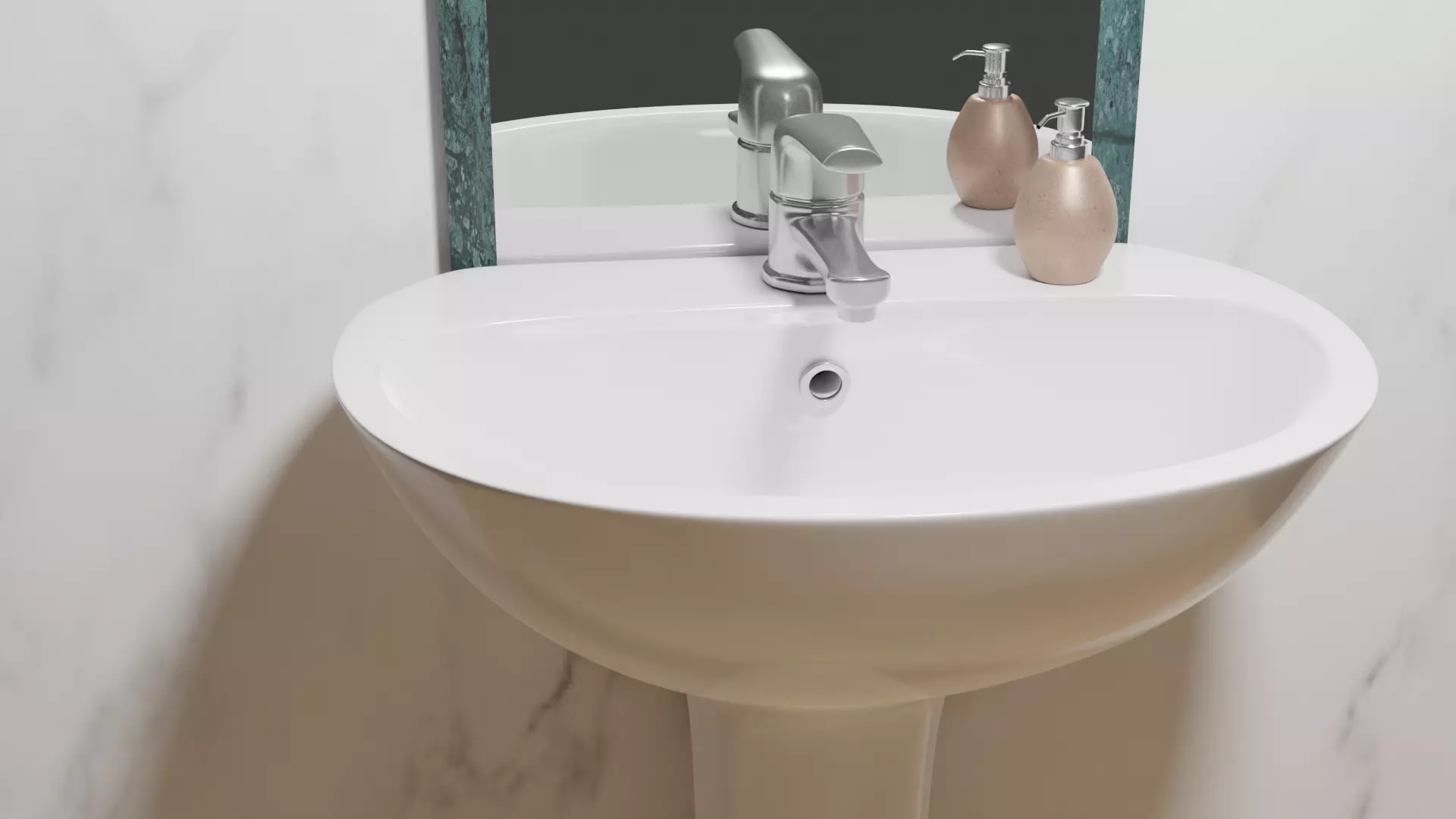 WashBasin and Mirror Low-poly 3D model_0