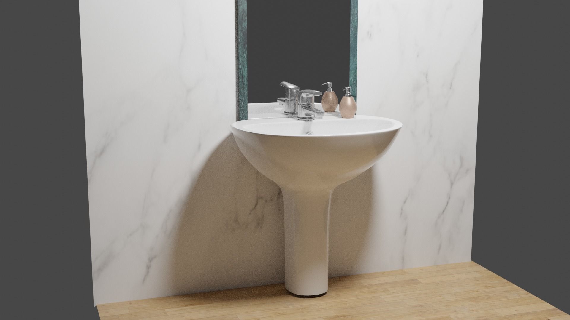 WashBasin and Mirror Low-poly 3D model_1