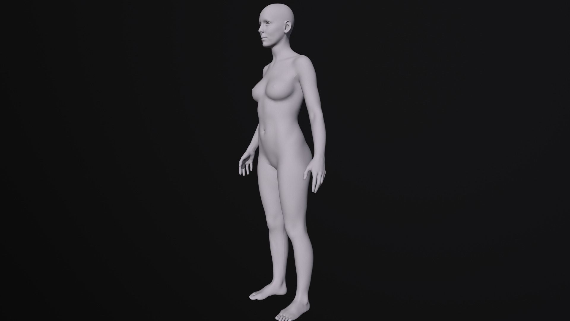 Female Base Mesh A Pose Low-poly 3D model_3