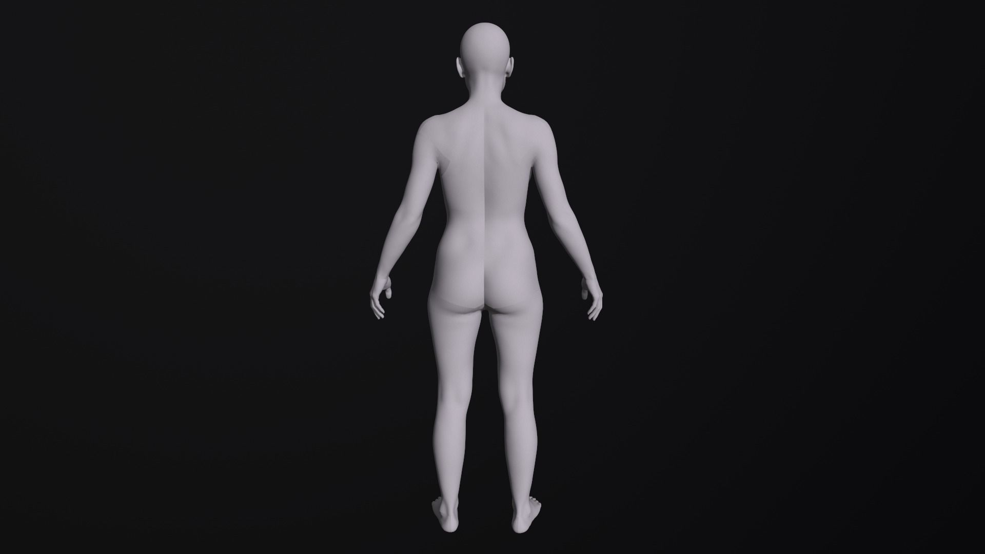 Female Base Mesh A Pose Low-poly 3D model_2