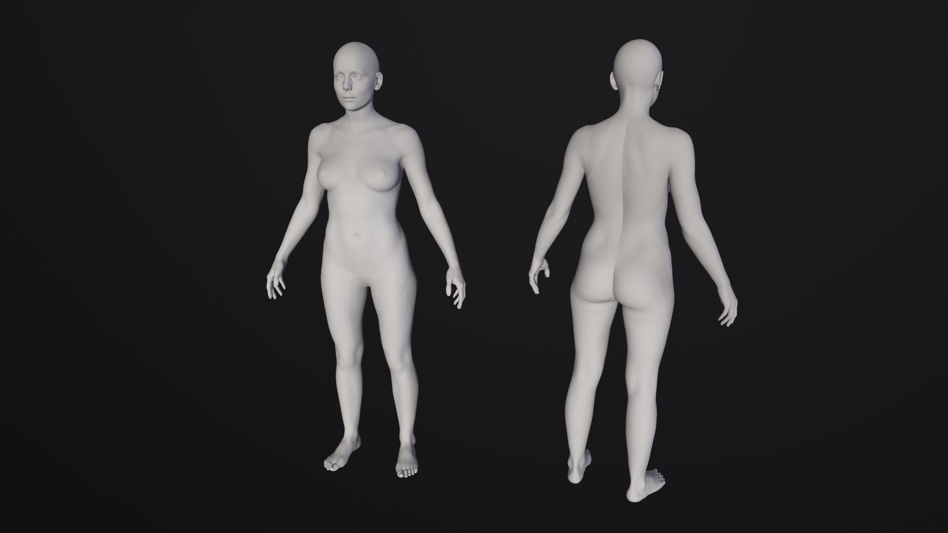 Female Base Mesh A Pose Low-poly 3D model_1