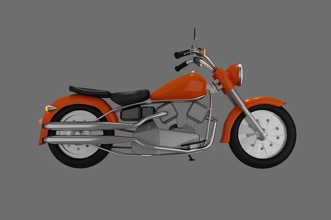 Custom vintage chopper motorcycle Low-poly 3D model