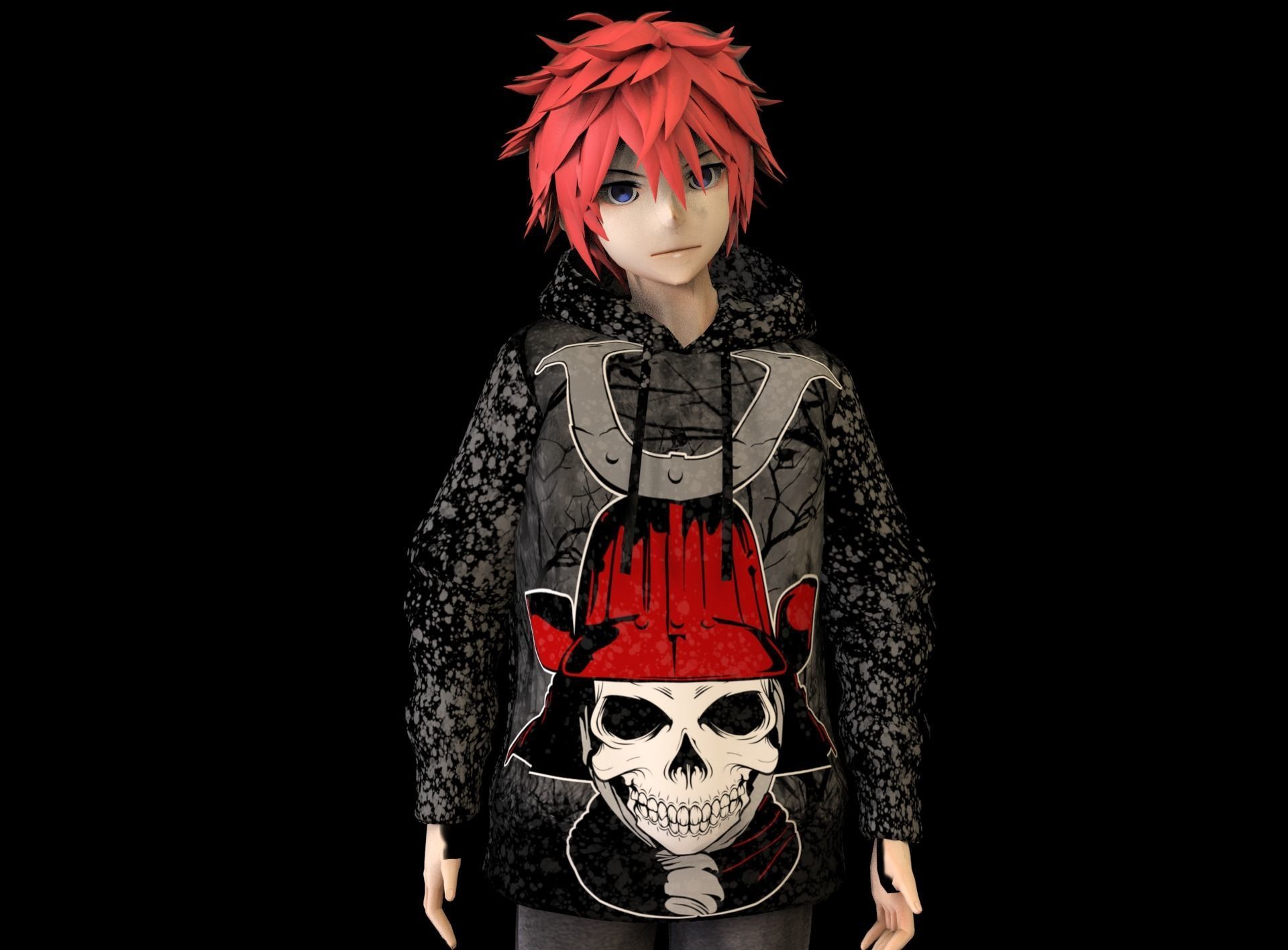 Anime Boy Low Poly Character 5 Low-poly 3D model_2