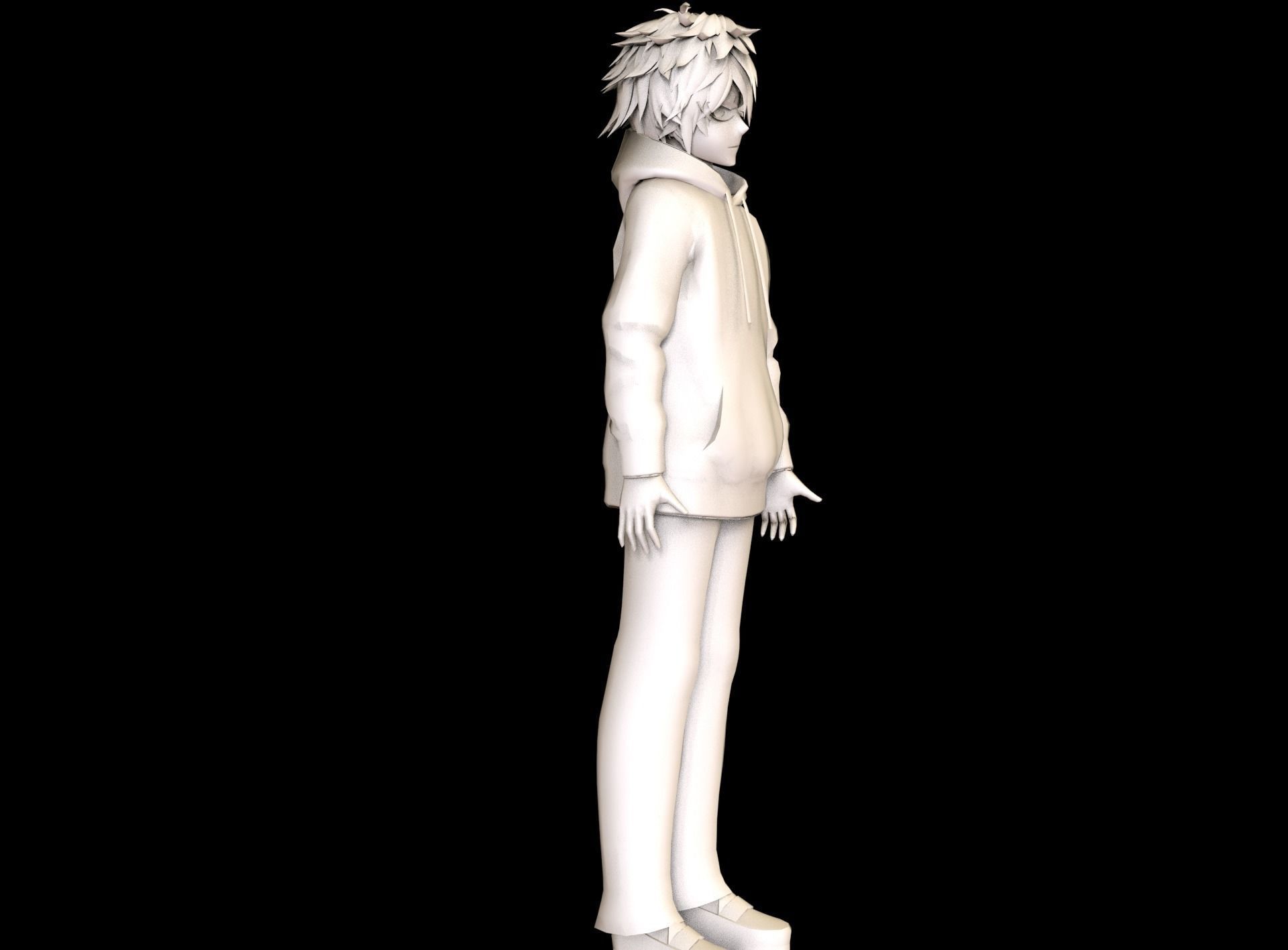 Anime Boy Low Poly Character 5 Low-poly 3D model_11