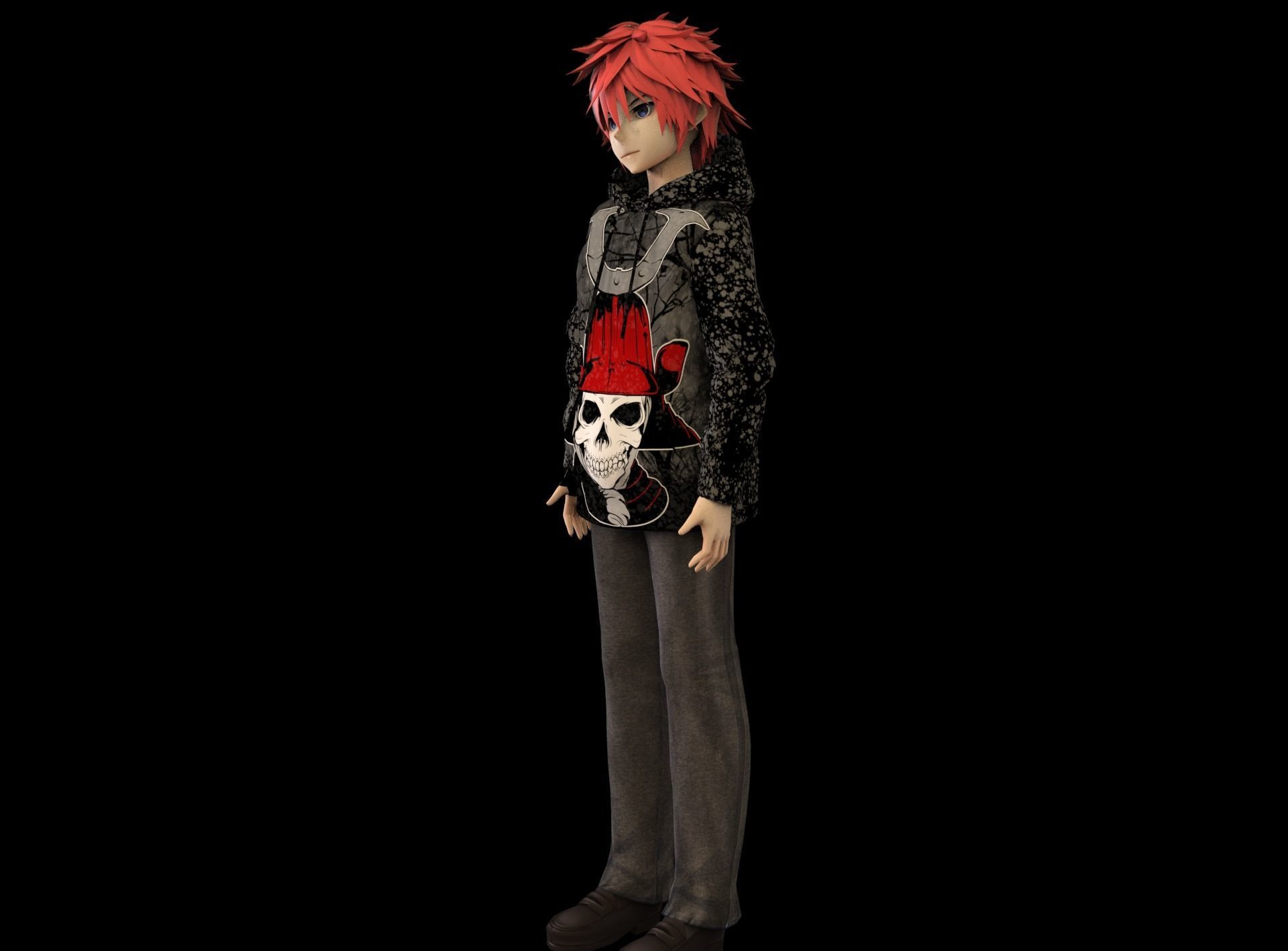 Anime Boy Low Poly Character 5 Low-poly 3D model_5