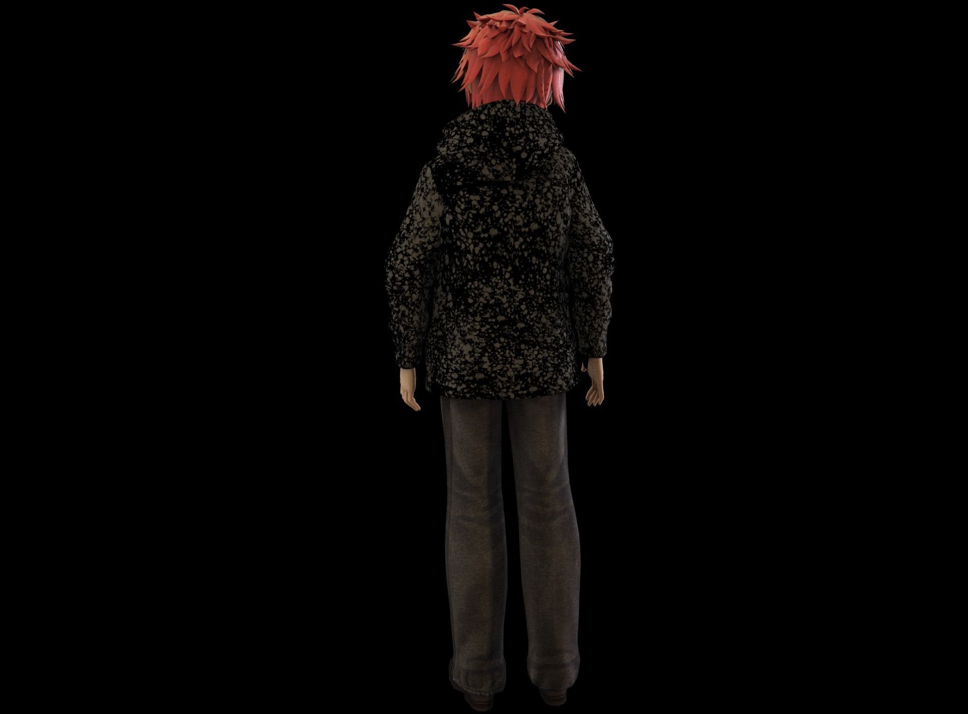 Anime Boy Low Poly Character 5 Low-poly 3D model_7