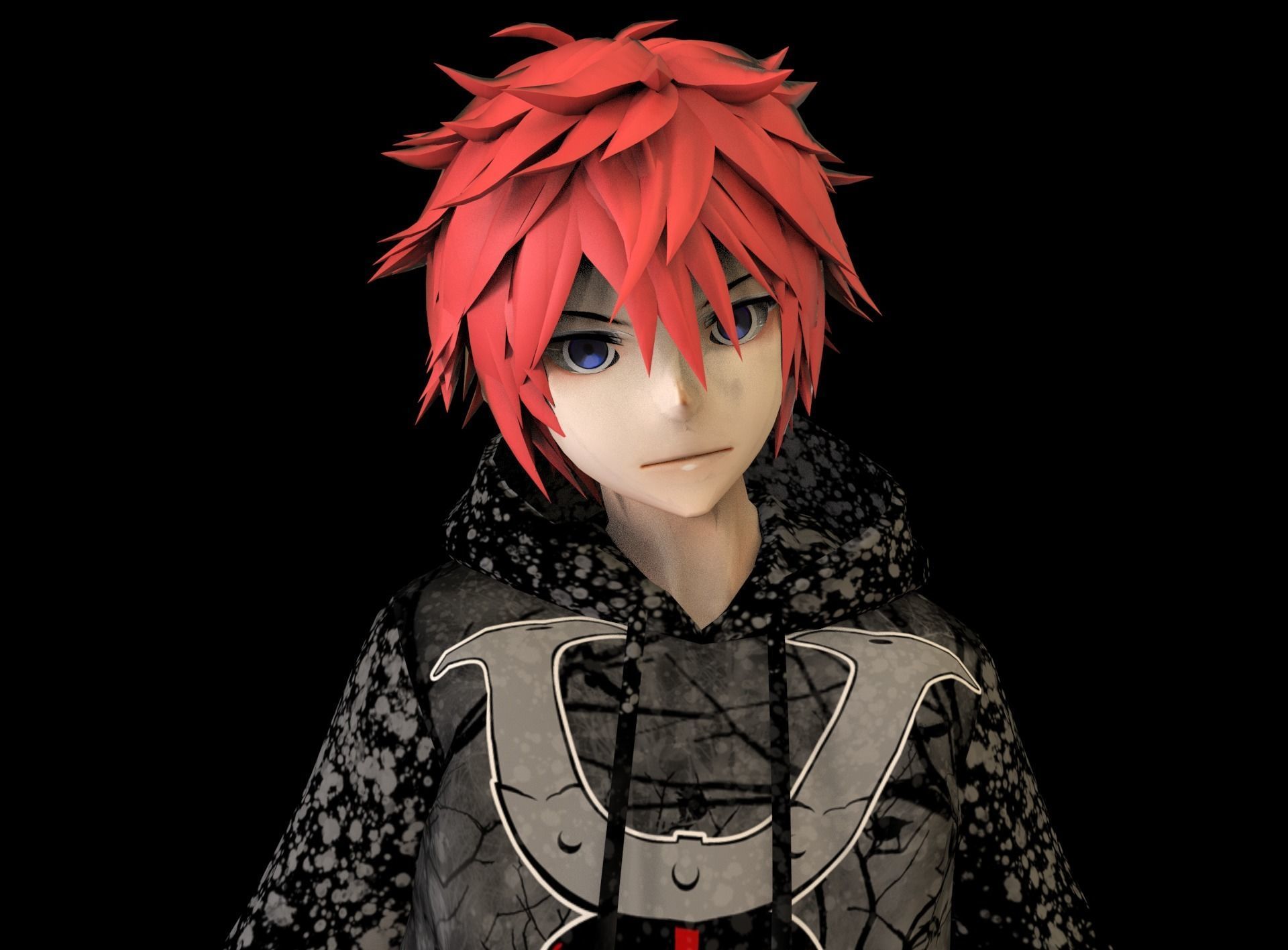 Anime Boy Low Poly Character 5 Low-poly 3D model_1