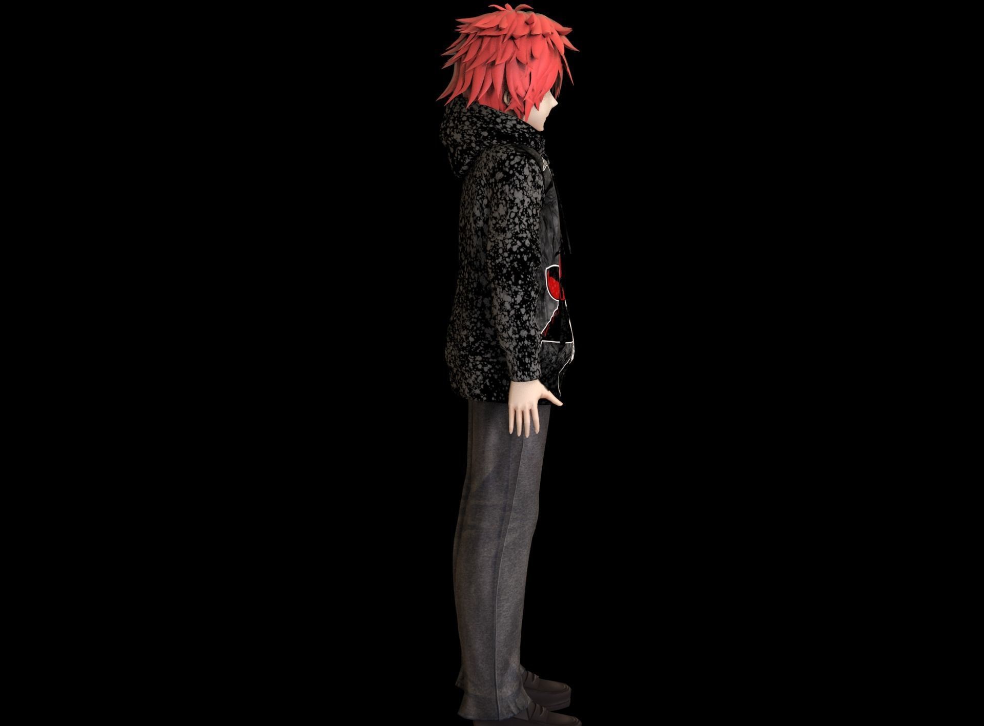 Anime Boy Low Poly Character 5 Low-poly 3D model_6