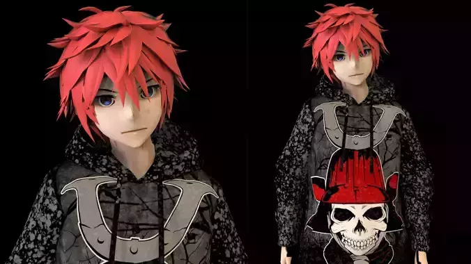 Anime Boy Low Poly Character 5 Low-poly 3D model