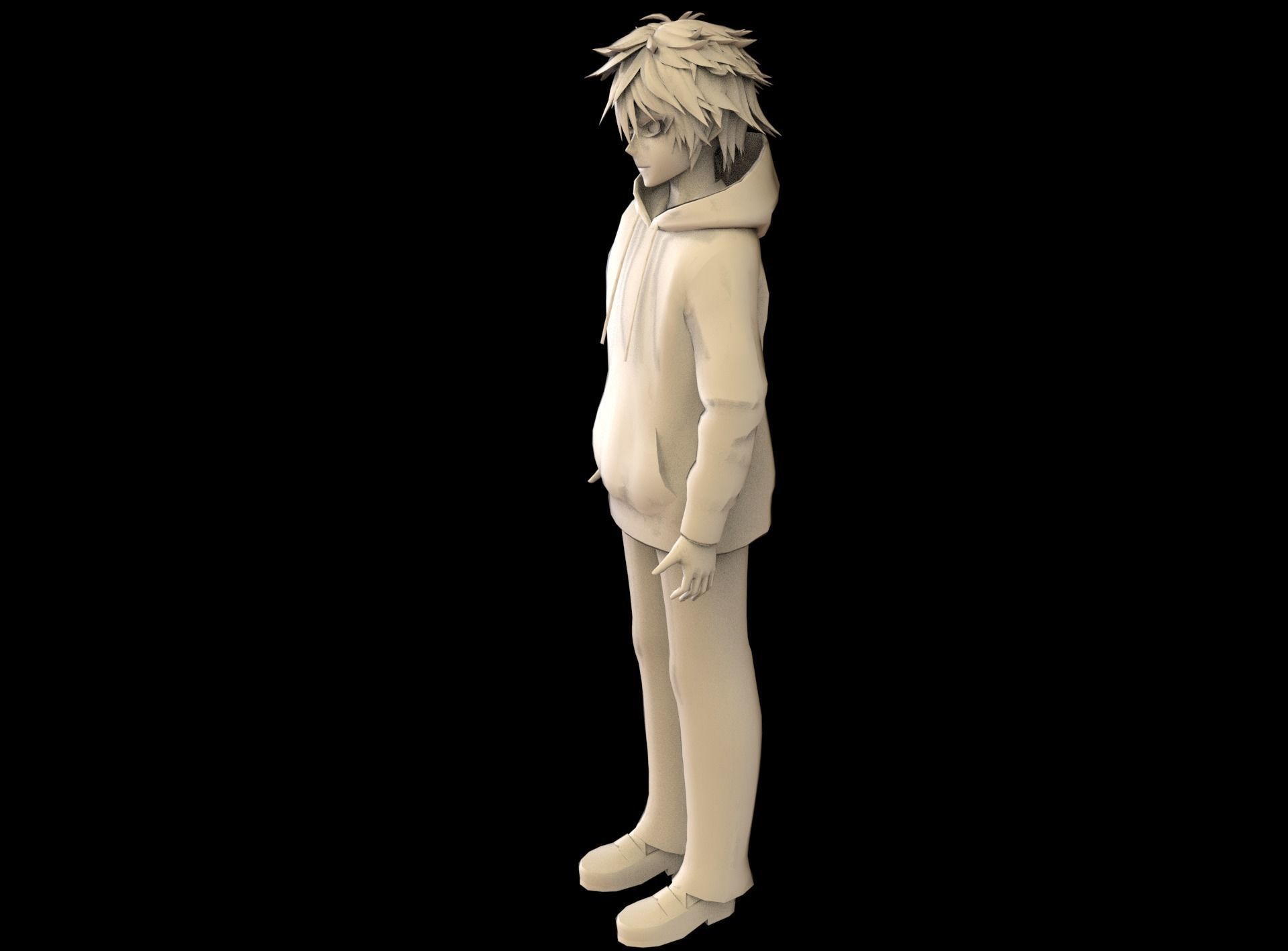 Anime Boy Low Poly Character 5 Low-poly 3D model_9