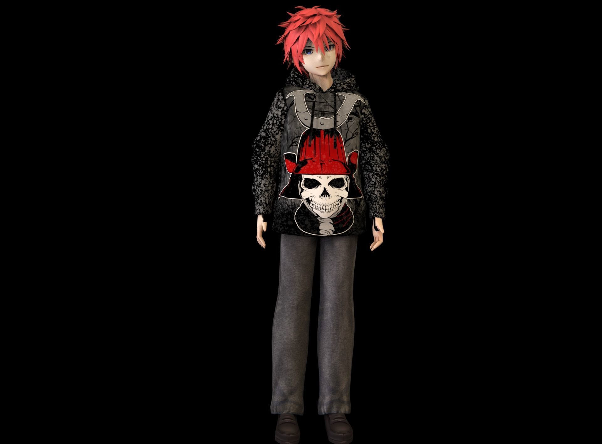 Anime Boy Low Poly Character 5 Low-poly 3D model_3