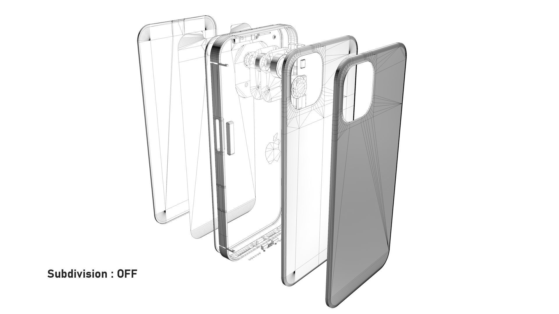 Apple iPhone 13 Midnight Low-poly 3D model_26