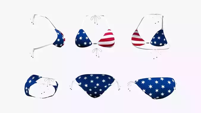 American Flag Swimsuit Low-poly 3D model