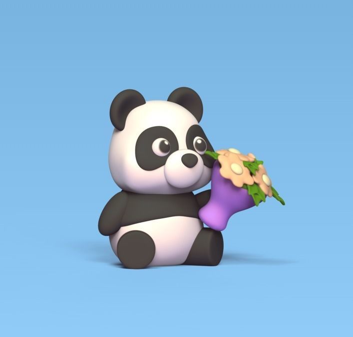 Panda Bouquet 3D print model_1