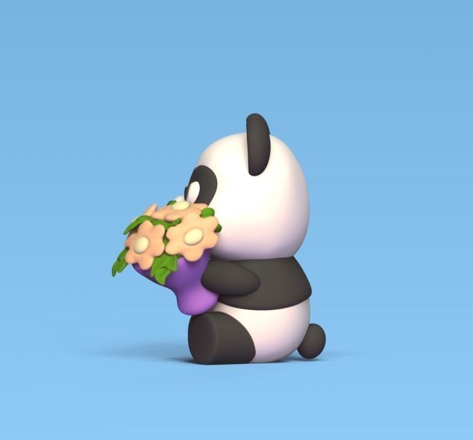 Panda Bouquet 3D print model_2