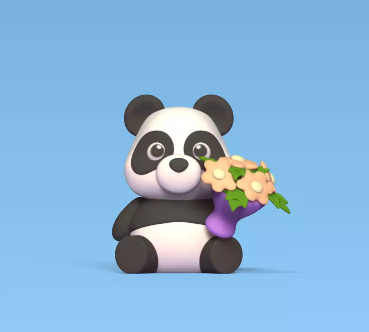 Panda Bouquet 3D print model_0