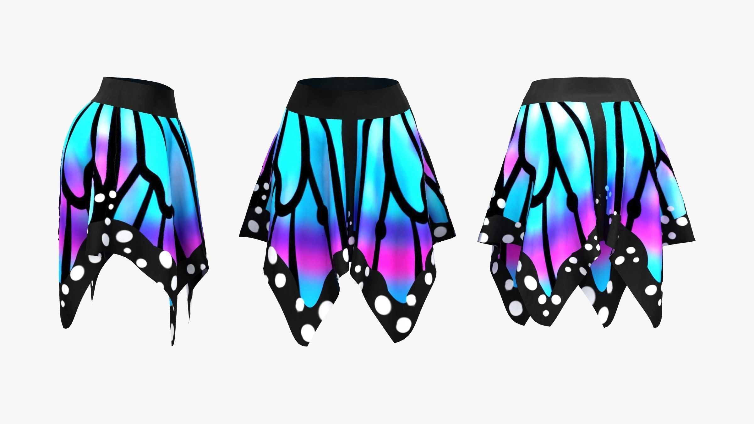 Butterfly Skirt Low-poly 3D model_2