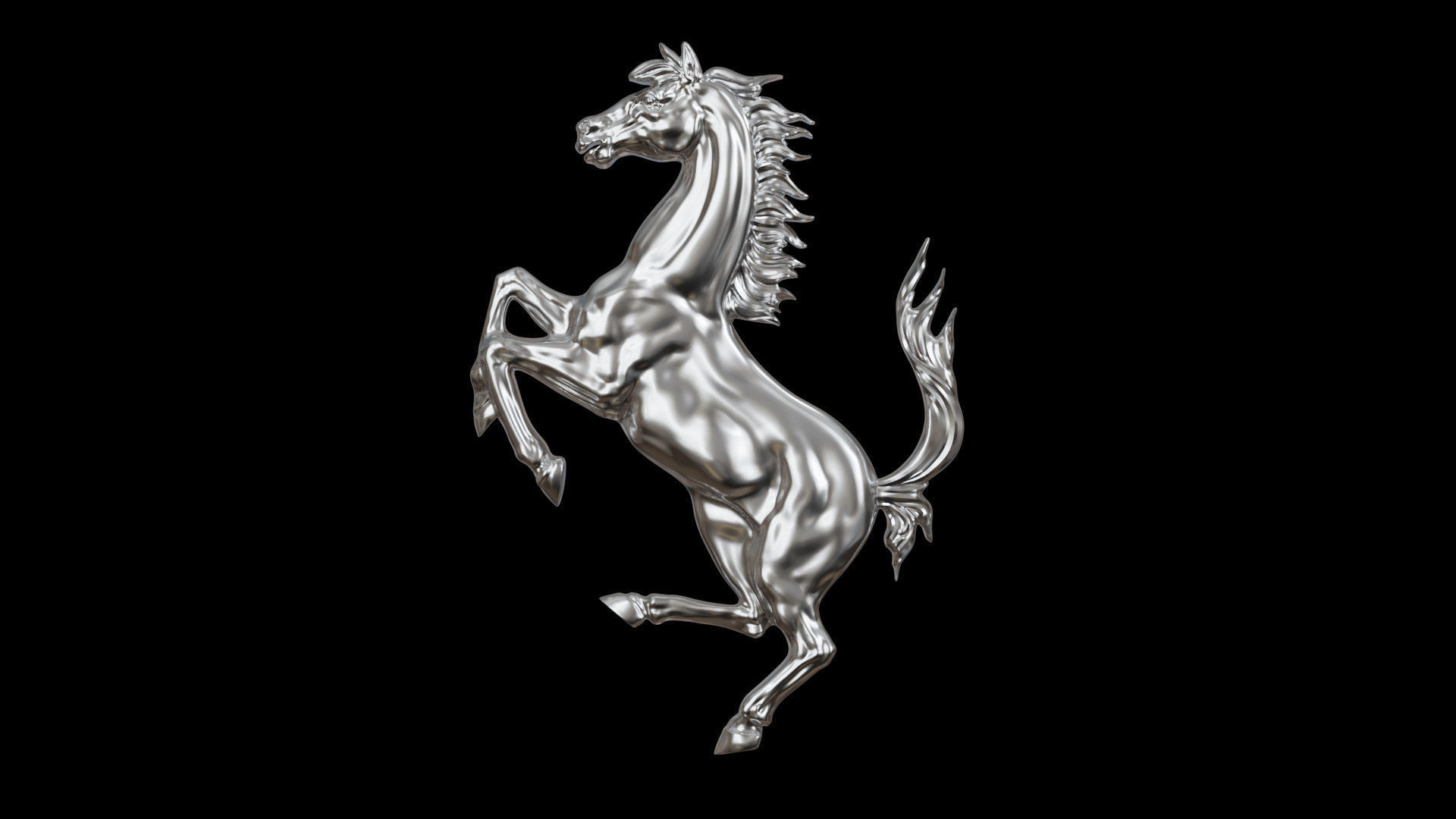Emblème 3D Ferrari - Cheval Cabré - Aluminium 35 X 25 Cm - Neuf