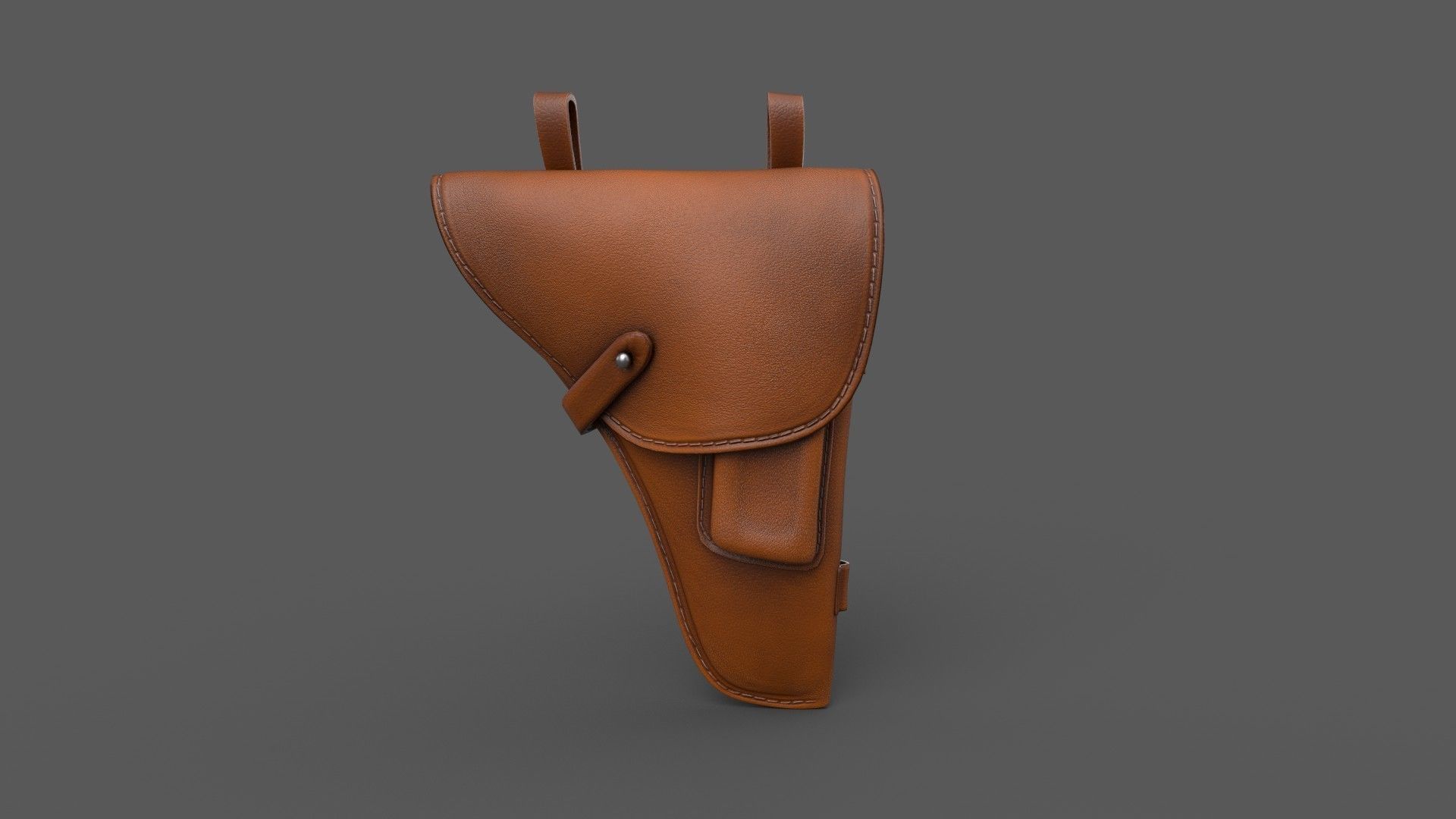 Vintage Gun Holster Low-poly 3D model_4