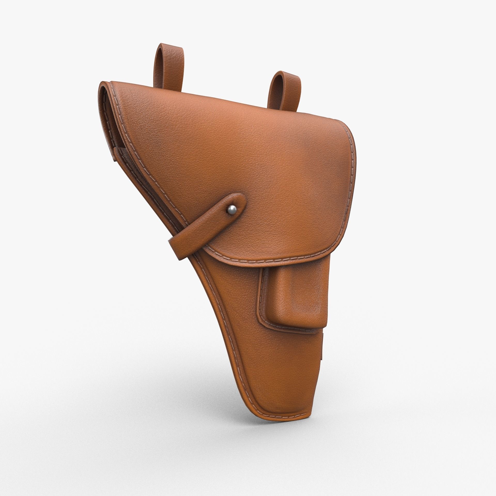Vintage Gun Holster Low-poly 3D model_1