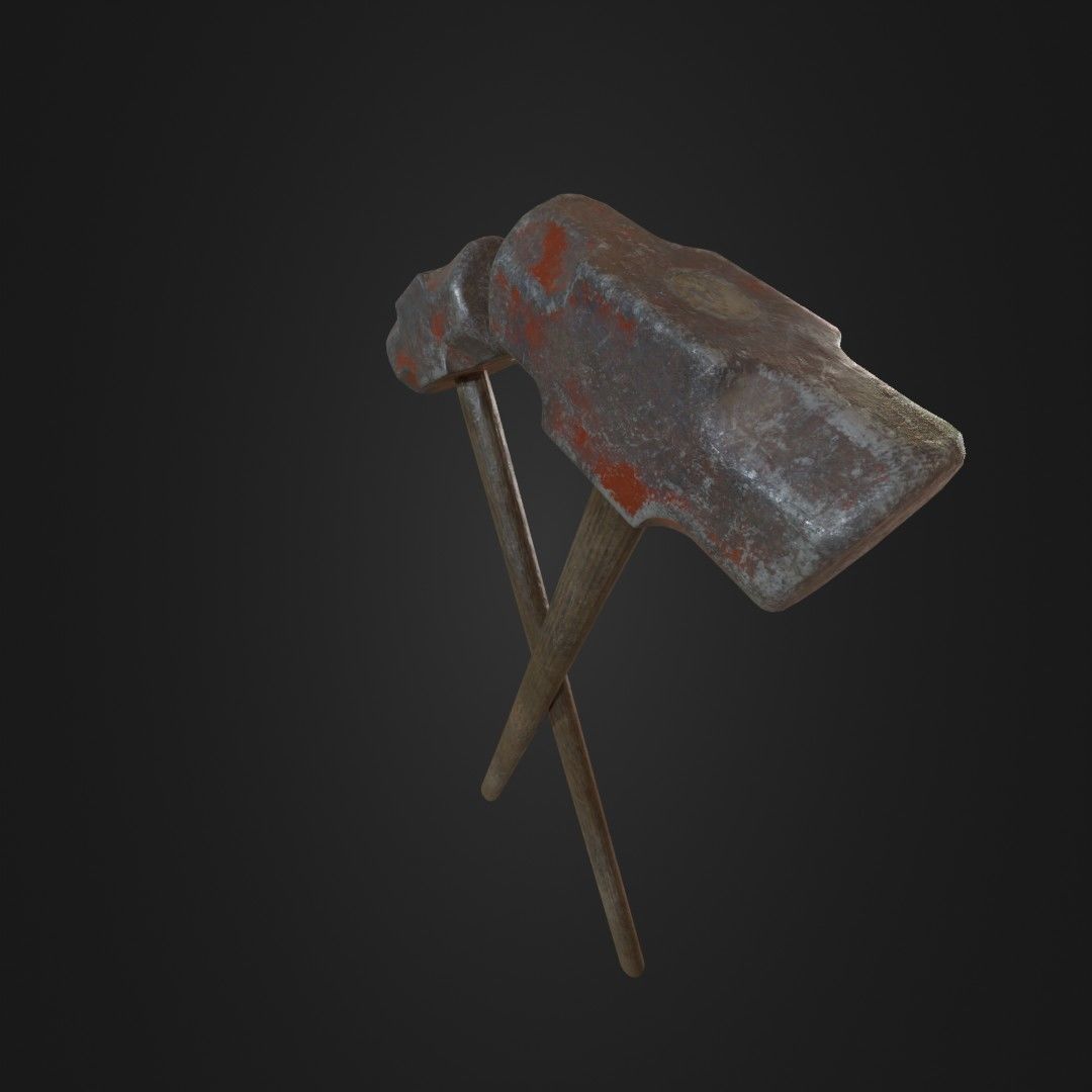 Old Worn Sledgehammer Low-poly 3D model_15