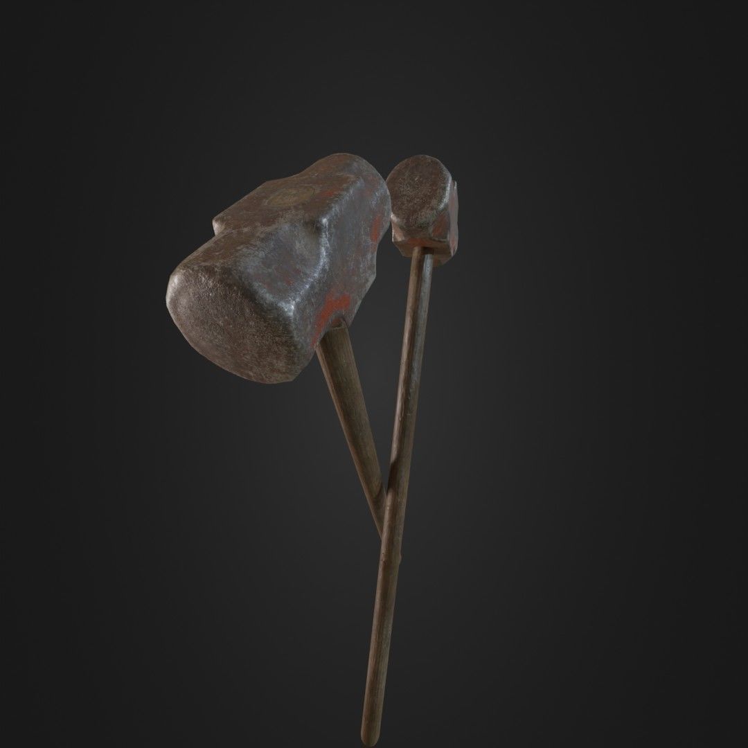 Old Worn Sledgehammer Low-poly 3D model_29