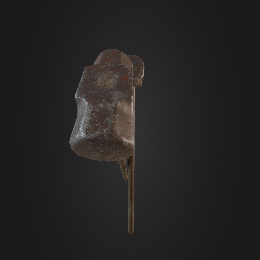 Old Worn Sledgehammer Low-poly 3D model_11
