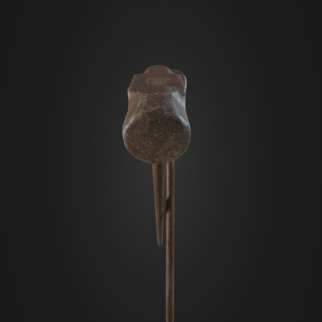 Old Worn Sledgehammer Low-poly 3D model_31