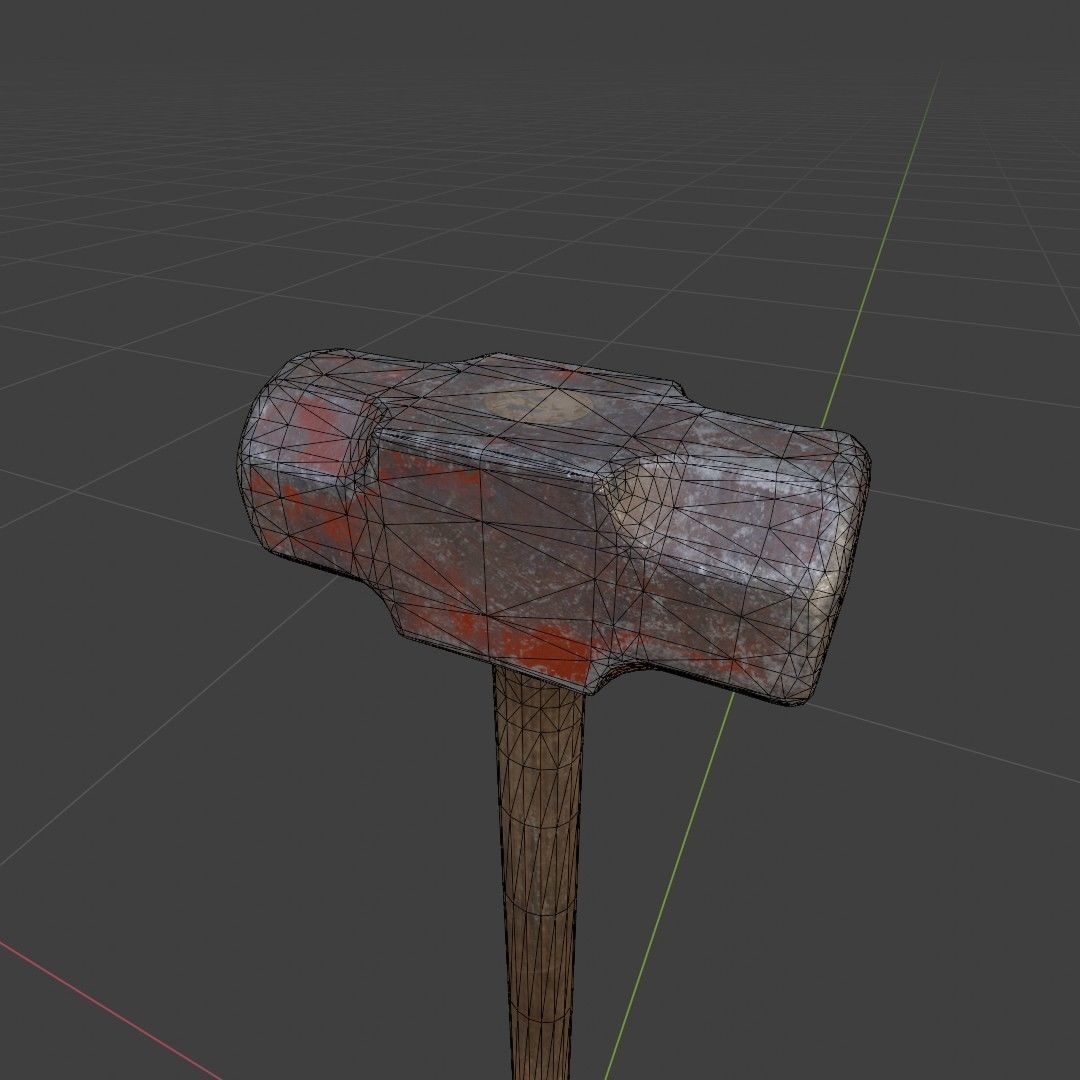 Old Worn Sledgehammer Low-poly 3D model_42