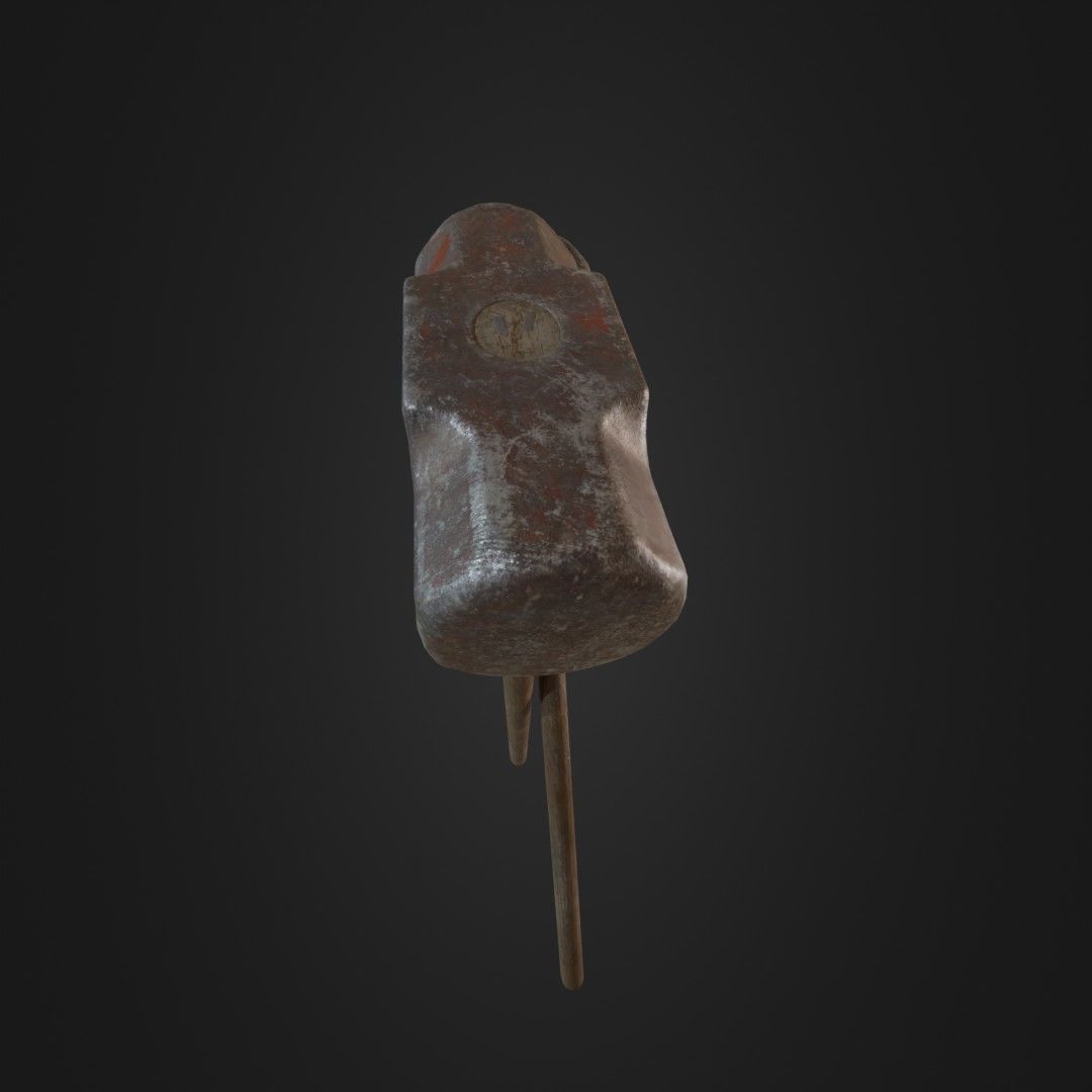 Old Worn Sledgehammer Low-poly 3D model_12