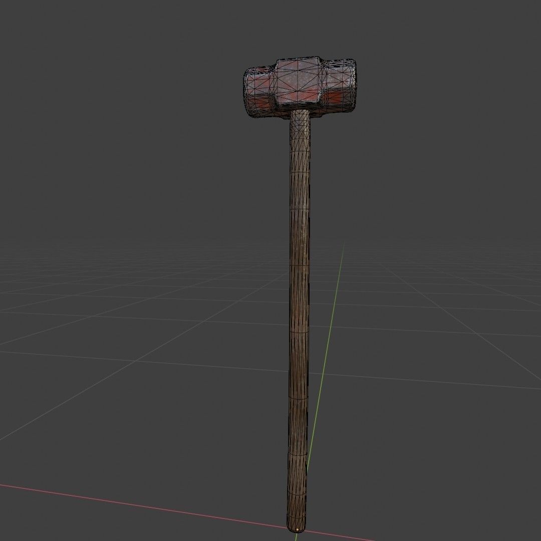 Old Worn Sledgehammer Low-poly 3D model_43