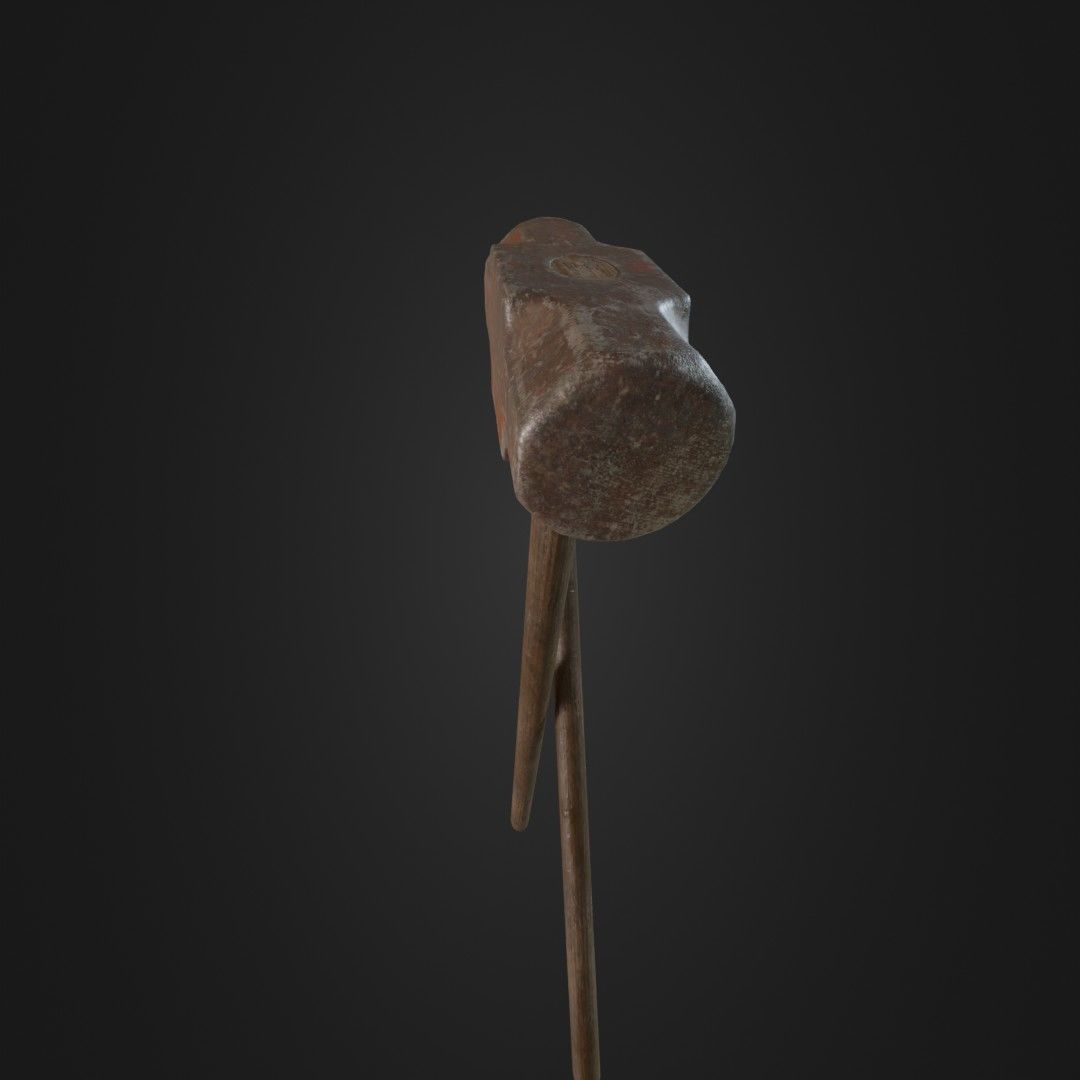 Old Worn Sledgehammer Low-poly 3D model_32