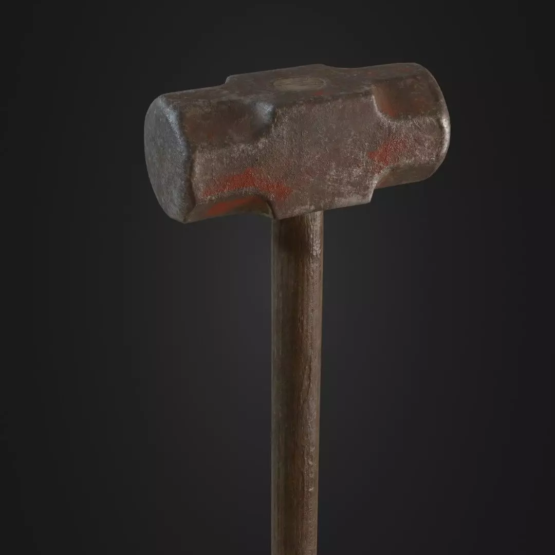 Old Worn Sledgehammer Low-poly 3D model_0
